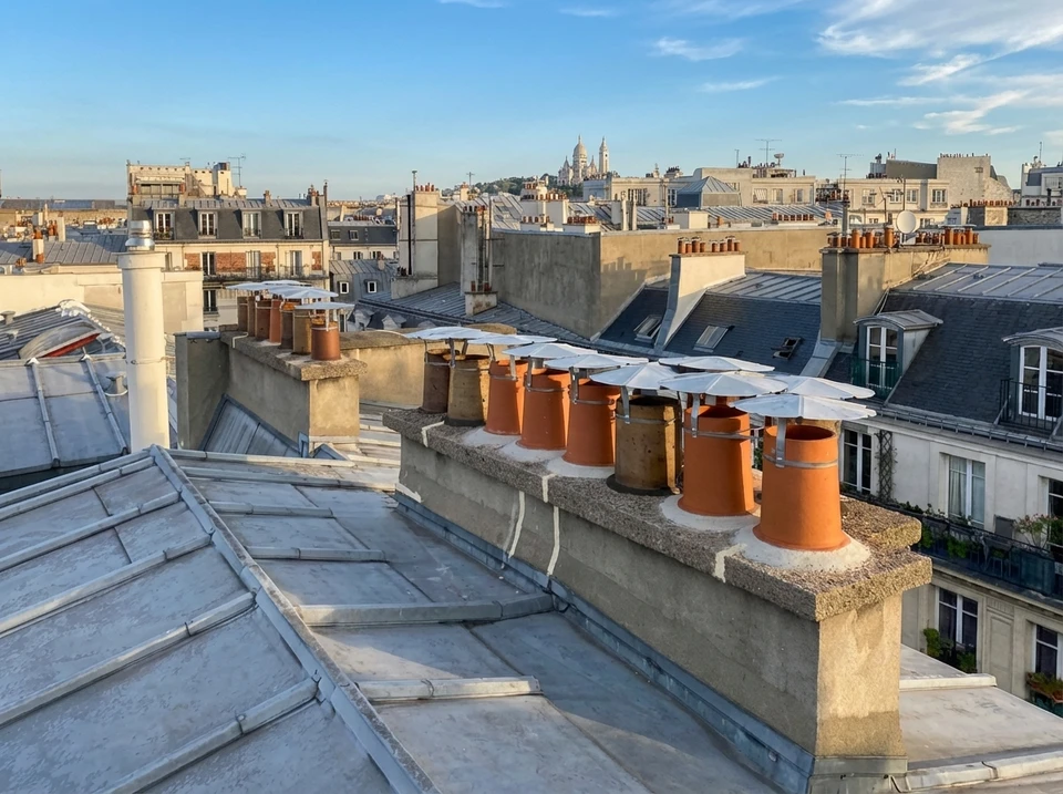 Rénovation d'appartement en cours avec échelle pliante, outils et matériaux au sol